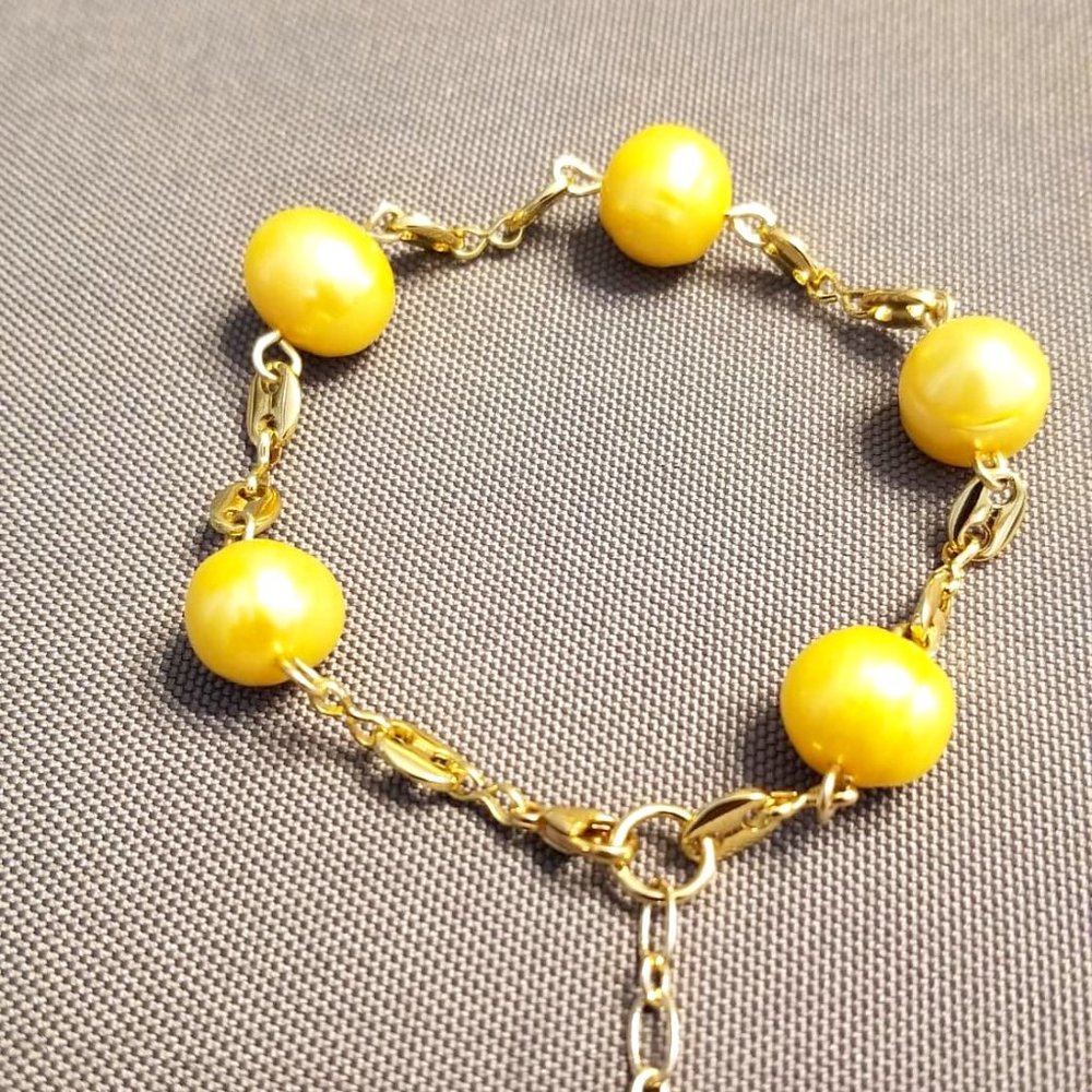 NEW Golden Natural South Sea Pearls Bracelet